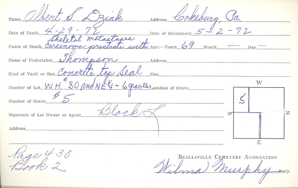 burial card